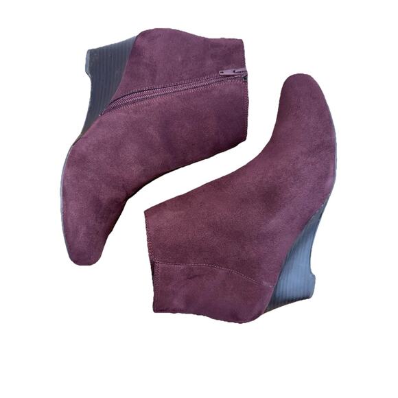 Naturalizer Boots Womens 7.5 Hilma Burgundy Maroon Wedge Ankle Booties - Picture 5 of 8